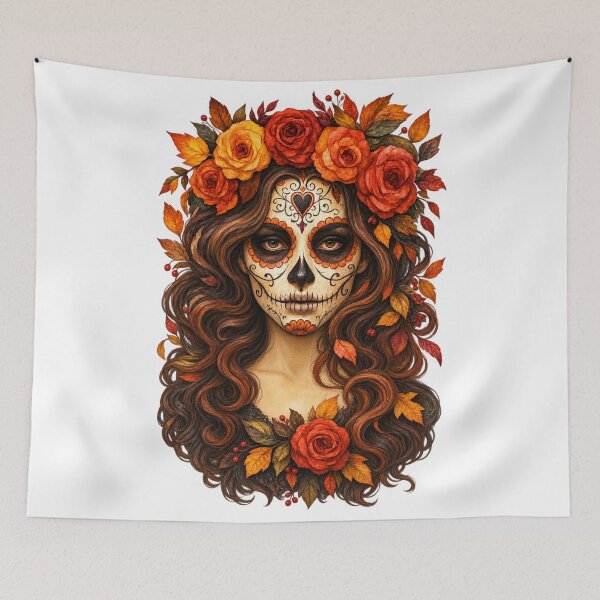 Item preview, Autumn Sugar Skull Woman designed and sold by Whatever Works.