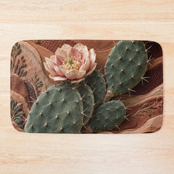 Item preview, Blooming Prickly Pear Cactus – Terracotta Botanical Desert Art Print designed and sold by Kaleidoscope Print.