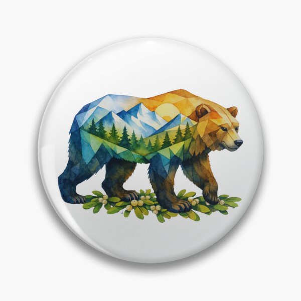 Item preview, Watercolor Geometric Bear Peaks Holiday Mountain Adventure designed and sold by GabeMountainArt.