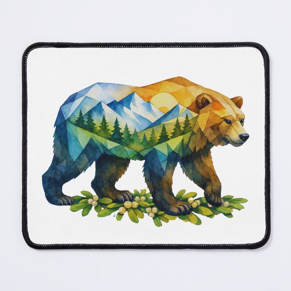 Item preview, Watercolor Geometric Bear Peaks Holiday Mountain Adventure designed and sold by GabeMountainArt.