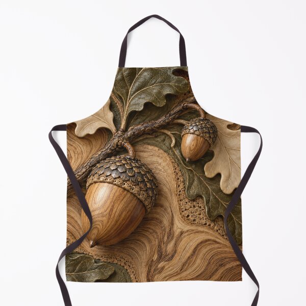 Item preview, Wooden Acorns and Oak Leaves – Rustic Autumn Botanical Nature Art Print designed and sold by Kaleidoscope Print.