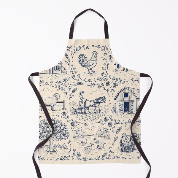 Item preview, Farm Toile de Jouy Pattern | Vintage Farmhouse Animals & Barn Seamless Design designed and sold by Tamas Das.