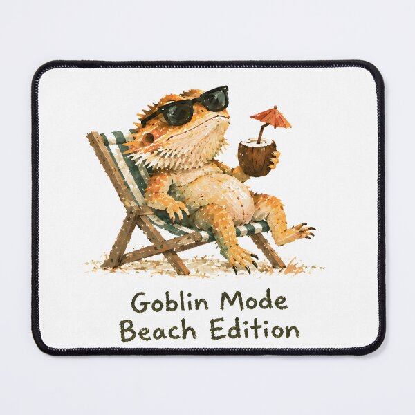 Item preview, Bearded Dragon Goblin Mode Beach Edition, Funny Reptile Art designed and sold by Messybeardie1.
