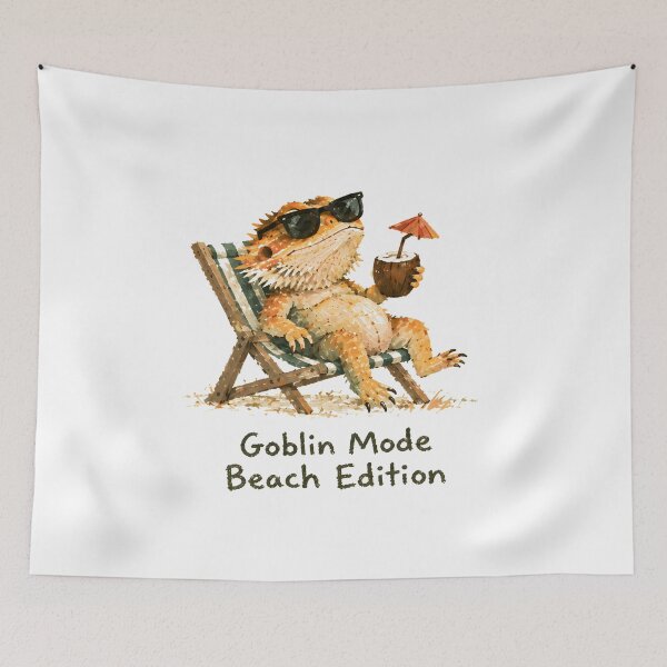 Item preview, Bearded Dragon Goblin Mode Beach Edition, Funny Reptile Art designed and sold by Messybeardie1.