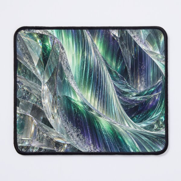 Item preview, Emerald Crystal Waves – Iridescent Glass Abstract Fantasy Art Print designed and sold by Kaleidoscope Print.
