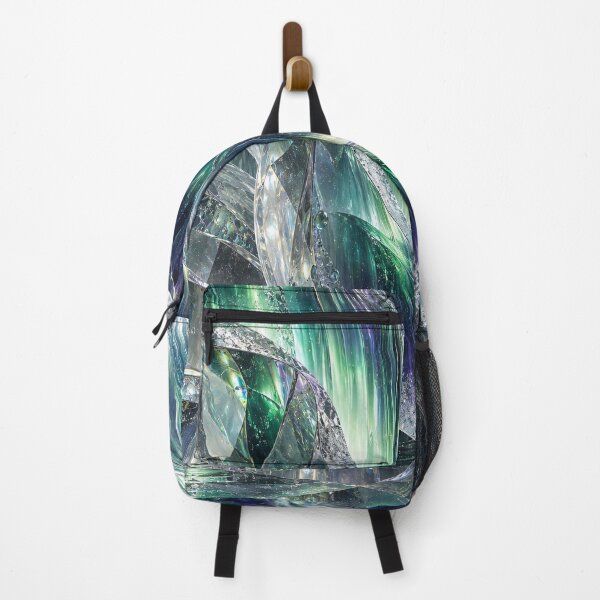 Item preview, Emerald Crystal Waves – Iridescent Glass Abstract Fantasy Art Print designed and sold by Kaleidoscope Print.