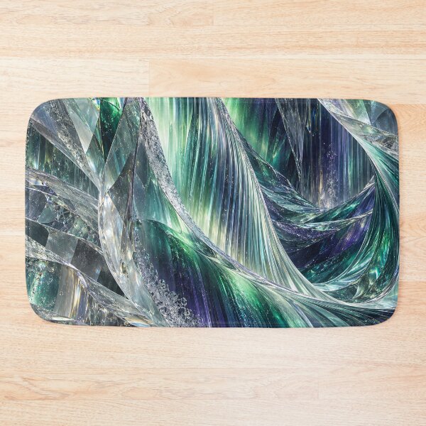 Item preview, Emerald Crystal Waves – Iridescent Glass Abstract Fantasy Art Print designed and sold by Kaleidoscope Print.