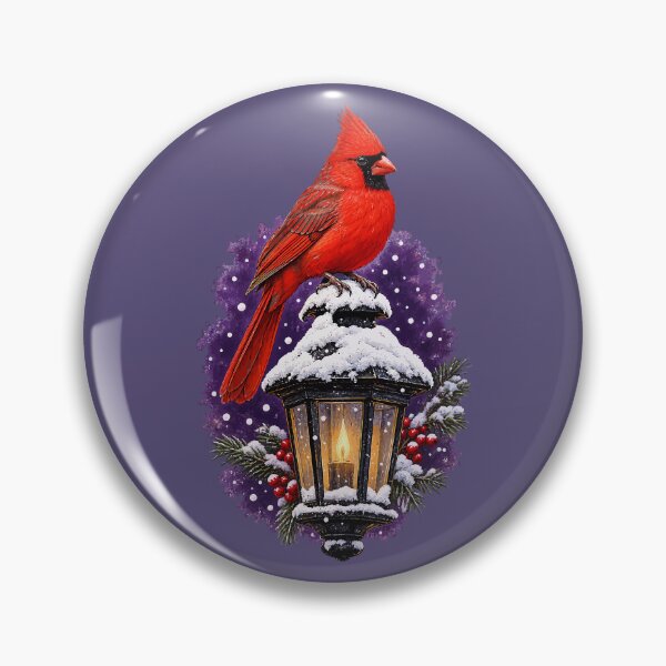 Item preview, Cardinal-Bird Atop A Street-Lantern Winter-Scene designed and sold by taiche.