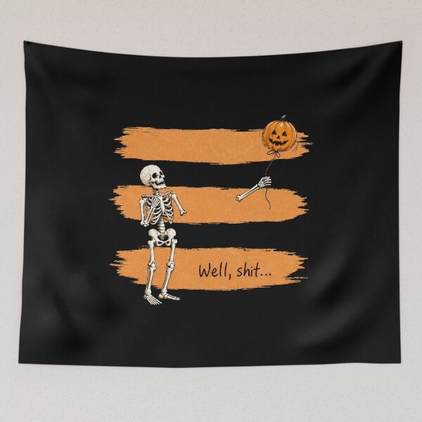 Item preview, Skeleton Lost Balloon Well Shit – Funny Halloween Quote designed and sold by OlyvieArt.