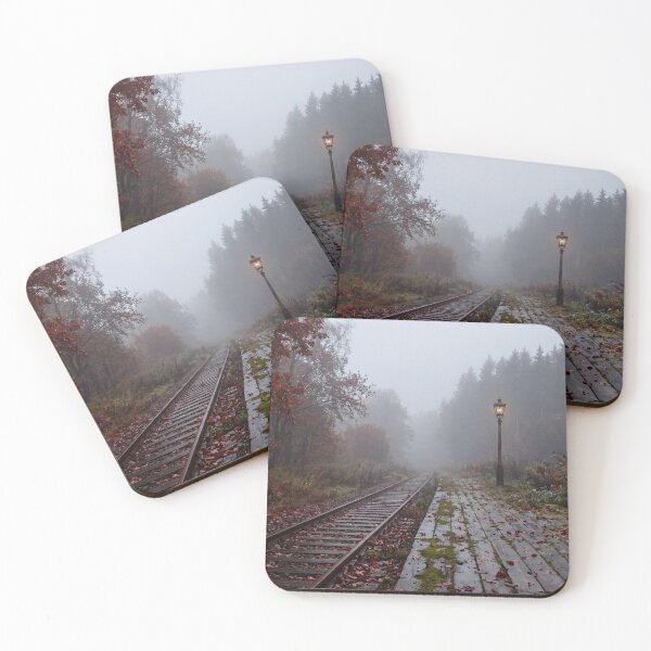Item preview, Railway station platform with vintage streetlamp during autumn fog on transparent background designed and sold by Chin2 Motion Studio.