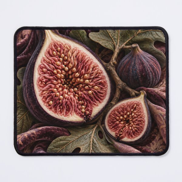 Item preview, Velvet Figs and Fig Leaves – Luxury Botanical Textile Art Print designed and sold by Kaleidoscope Print.