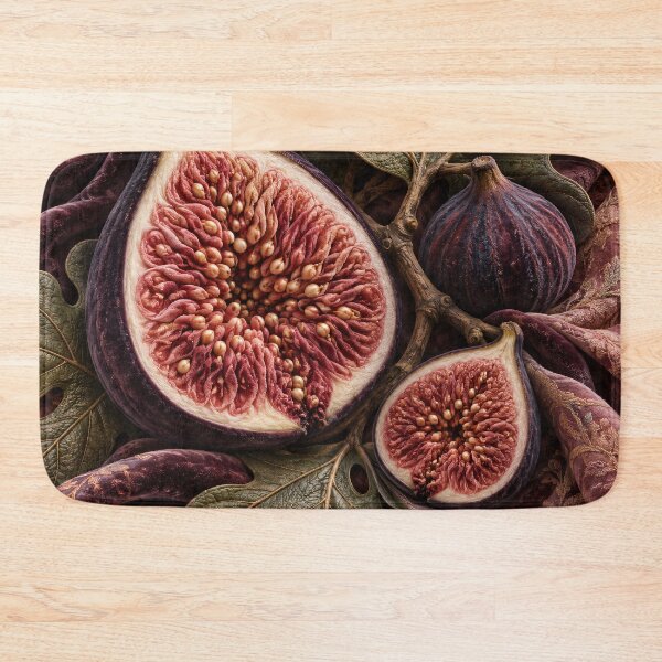 Item preview, Velvet Figs and Fig Leaves – Luxury Botanical Textile Art Print designed and sold by Kaleidoscope Print.