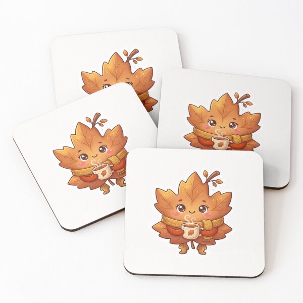 Item preview, Cute Leaf Drinking Tea Autumn Sticker designed and sold by Cerys-GS.