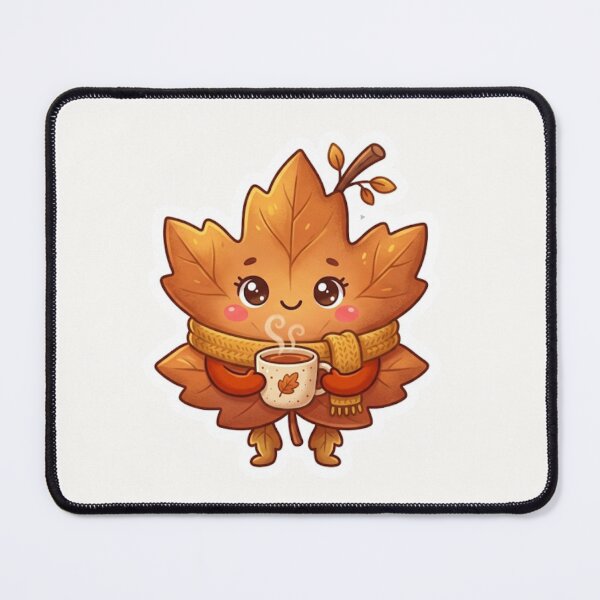 Item preview, Cute Leaf Drinking Tea Autumn Sticker designed and sold by Cerys-GS.