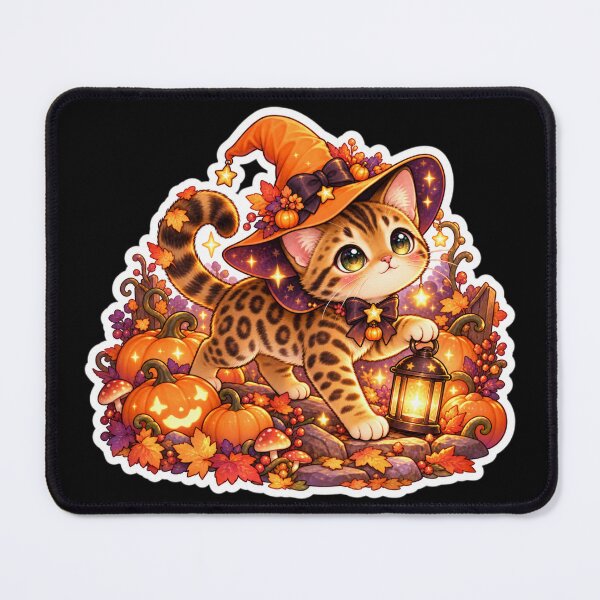 Item preview, Kawaii Bengal Witch Cat Pumpkin designed and sold by Christiana-Art.