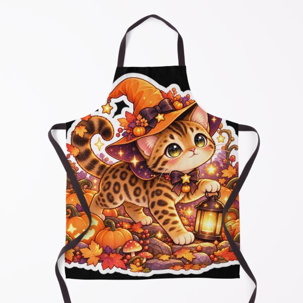 Item preview, Kawaii Bengal Witch Cat Pumpkin designed and sold by Christiana-Art.