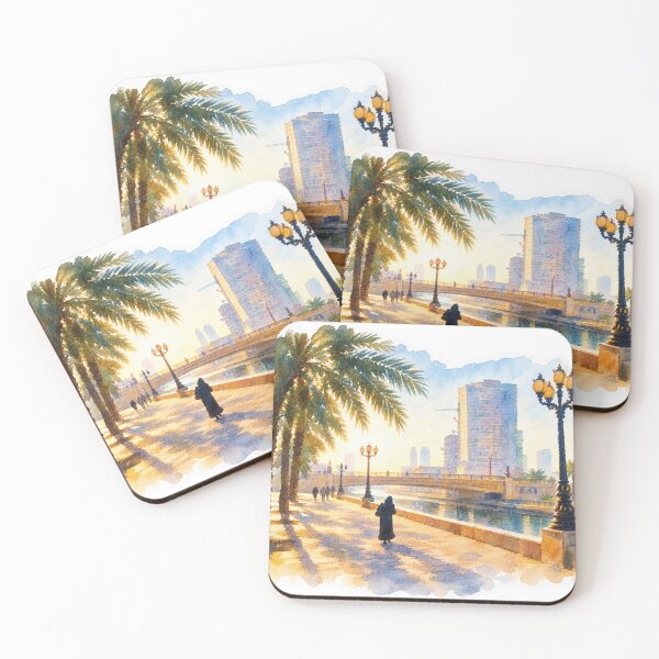 Item preview, Tropical Coastal City Watercolor Art designed and sold by SlavaArt.