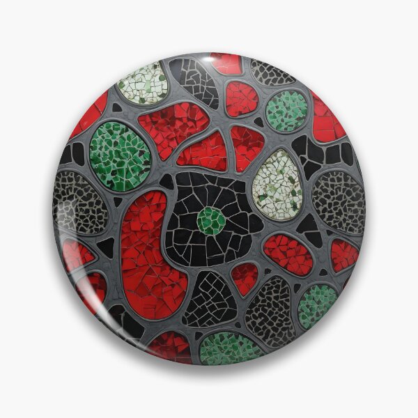 Item preview, Gaudi Inspired Organic Pebble Mosaic Red Green Black Pattern designed and sold by GrinGalore.