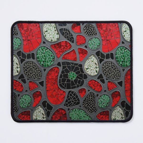 Item preview, Gaudi Inspired Organic Pebble Mosaic Red Green Black Pattern designed and sold by GrinGalore.