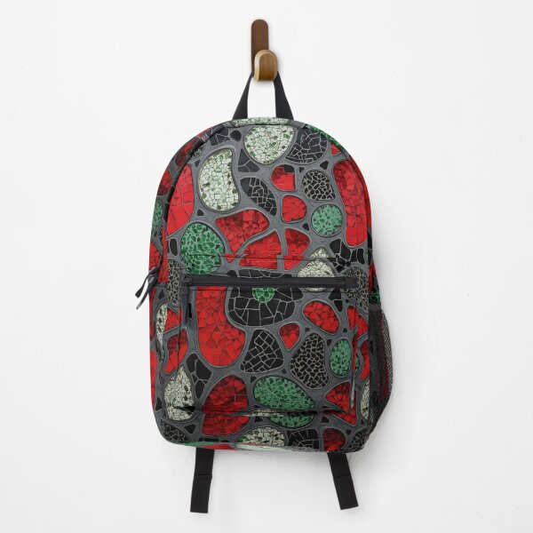 Item preview, Gaudi Inspired Organic Pebble Mosaic Red Green Black Pattern designed and sold by GrinGalore.