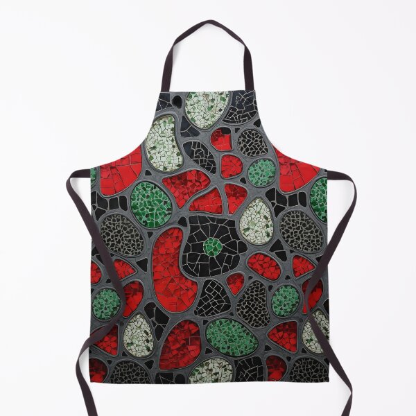 Item preview, Gaudi Inspired Organic Pebble Mosaic Red Green Black Pattern designed and sold by GrinGalore.
