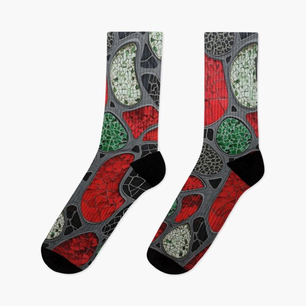 Item preview, Gaudi Inspired Organic Pebble Mosaic Red Green Black Pattern designed and sold by GrinGalore.