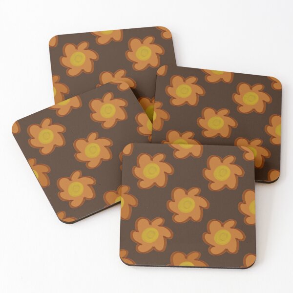 Item preview, 70s Retro Daisy Pattern Scandi Folk - Espresso Dark Caramel designed and sold by CaramelCo.