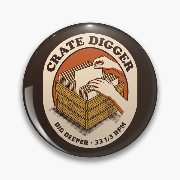 Item preview, Crate Digger Hands Flipping Vinyl Records Retro Emblem designed and sold by nessismore.