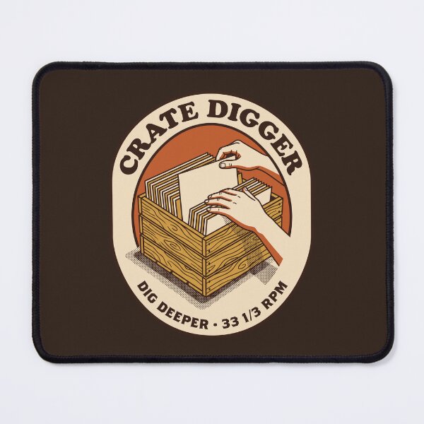 Item preview, Crate Digger Hands Flipping Vinyl Records Retro Emblem designed and sold by nessismore.