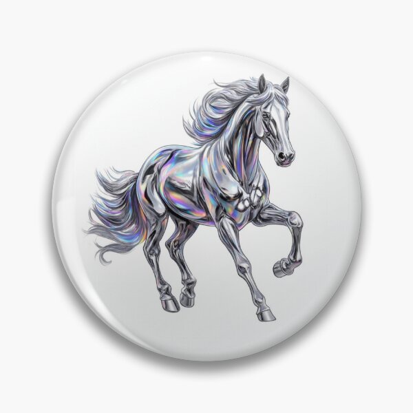 Item preview, Horse - Y2K Metallic Silver Stallion - Holographic Art designed and sold by Mittu96.