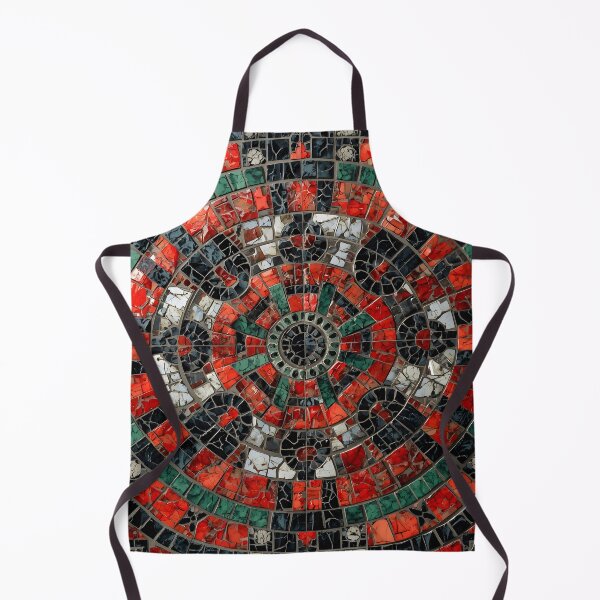 Item preview, Gaudi Inspired Circular Mosaic Rosette Red Green Black Pattern designed and sold by GrinGalore.
