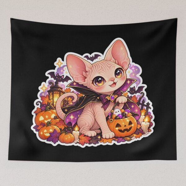 Item preview, Kawaii Sphynx Witch Cat Halloween designed and sold by Christiana-Art.