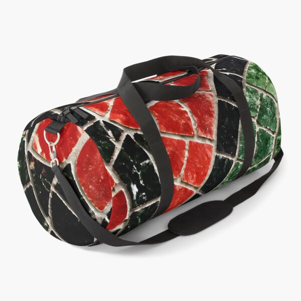 Item preview, Gaudi Inspired Red Floral Swirl Mosaic Black Tile Print Pattern designed and sold by GrinGalore.