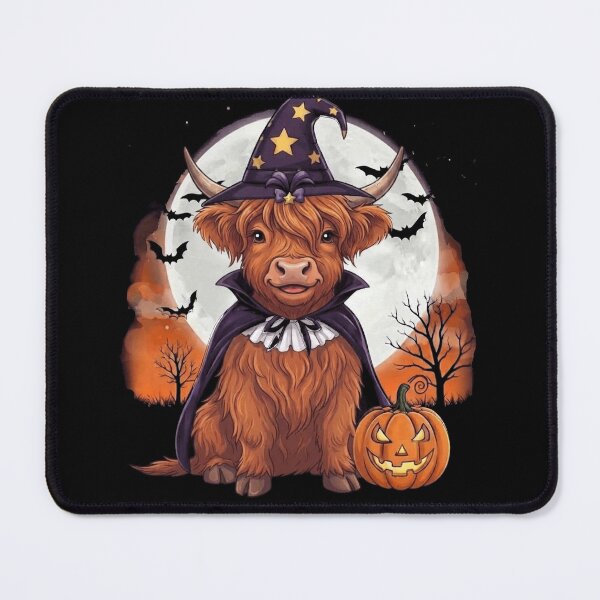Item preview, Cute Halloween Highland Cow Witch – Spooky Pumpkin Moon designed and sold by Anime ⭐⭐⭐⭐⭐.