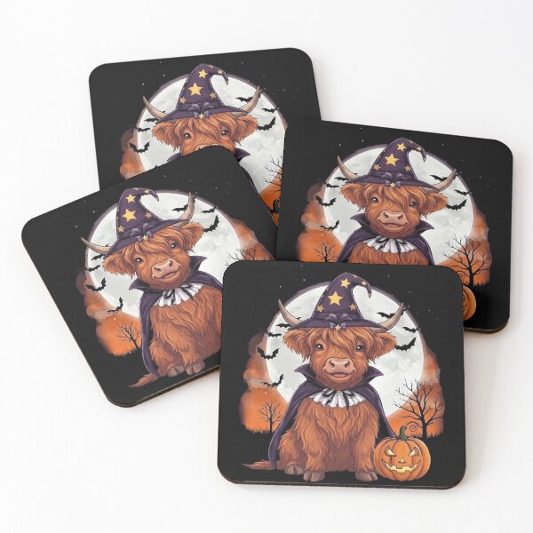 Item preview, Cute Halloween Highland Cow Witch – Spooky Pumpkin Moon designed and sold by Anime  ⭐⭐⭐⭐⭐.