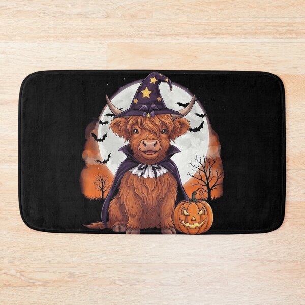 Item preview, Cute Halloween Highland Cow Witch – Spooky Pumpkin Moon designed and sold by Anime  ⭐⭐⭐⭐⭐.