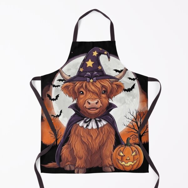 Item preview, Cute Halloween Highland Cow Witch – Spooky Pumpkin Moon designed and sold by Anime  ⭐⭐⭐⭐⭐.