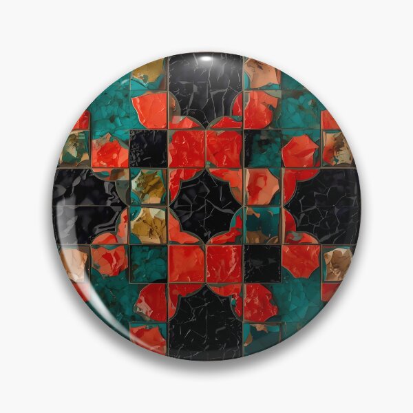 Item preview, Gaudi Inspired Crimson Red Teal Black Square Mosaic Pattern designed and sold by GrinGalore.