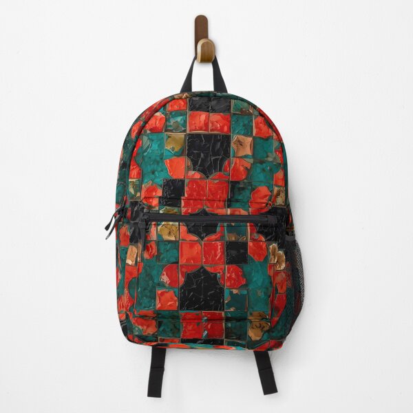Item preview, Gaudi Inspired Crimson Red Teal Black Square Mosaic Pattern designed and sold by GrinGalore.