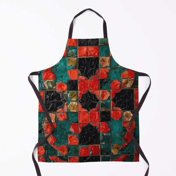 Item preview, Gaudi Inspired Crimson Red Teal Black Square Mosaic Pattern designed and sold by GrinGalore.