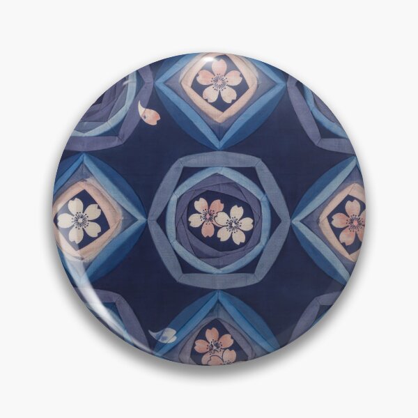 Item preview, Sakura Itajime Shibori Pattern | Japanese Indigo Cherry Blossom Textile designed and sold by Tamas Das.