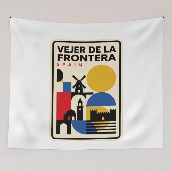 Item preview, Retro Vejer De La Frontera Bauhaus Geometric Skyline designed and sold by k3rstman1.