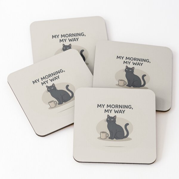 Item preview, Black Cat My Morning My Way designed and sold by QuietNovaShop.