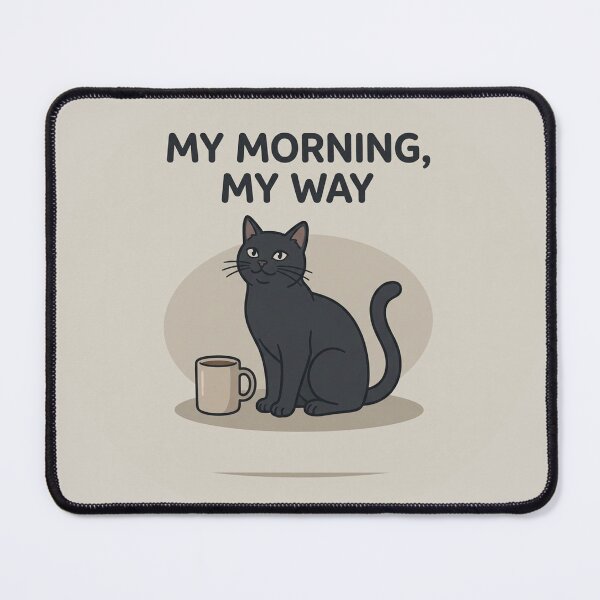 Item preview, Black Cat My Morning My Way designed and sold by QuietNovaShop.