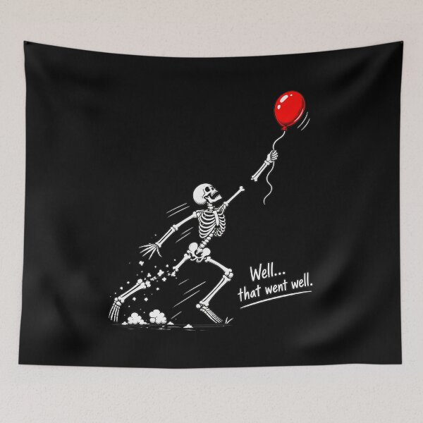 Item preview, Skeleton Balloon Went Well Dark Humor Art designed and sold by OlyvieArt.