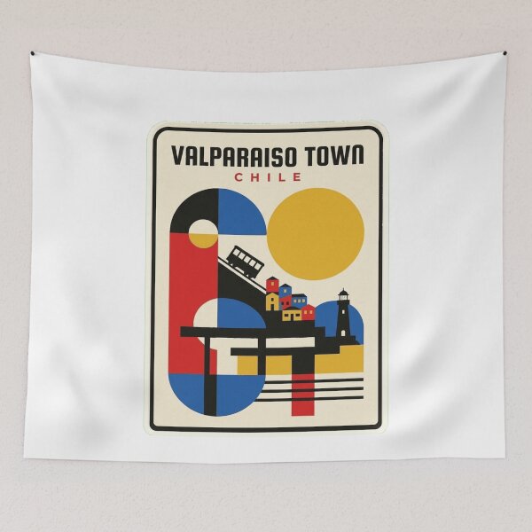 Item preview, Retro Valparaiso Town Bauhaus Geometric Skyline designed and sold by k3rstman1.