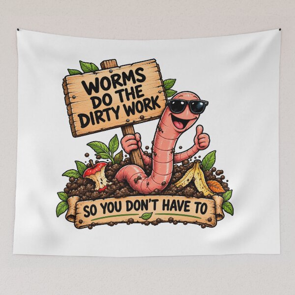 Item preview, Worms Do the Dirty Work Funny Composting Worm Farmer designed and sold by FindYouByZ.
