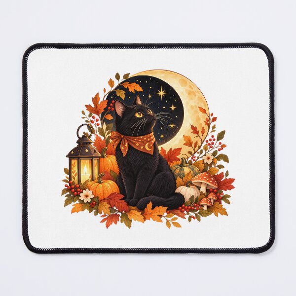 Item preview, Black Cat & Moon – Magical Autumn Night Illustration designed and sold by BLUEFOX05.