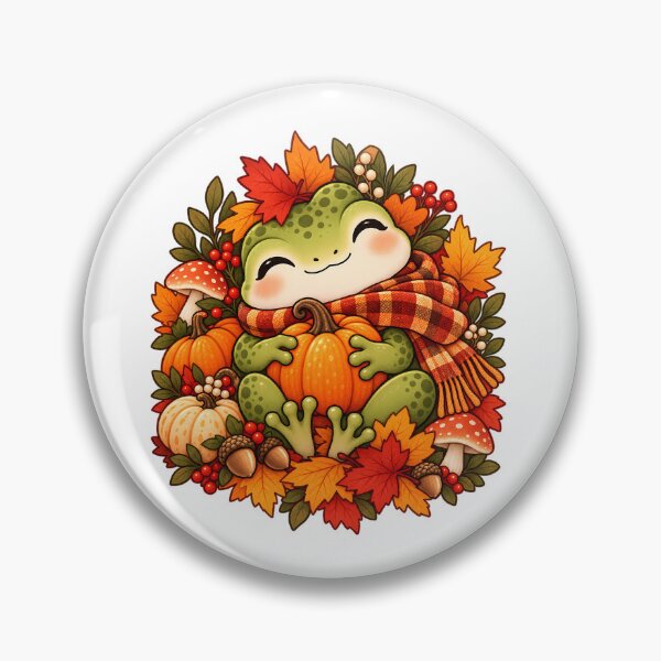 Item preview, Autumn Frog with Pumpkin – Cute Cozy Fall Illustration designed and sold by BLUEFOX05.