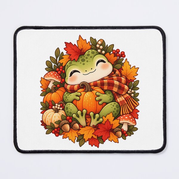 Item preview, Autumn Frog with Pumpkin – Cute Cozy Fall Illustration designed and sold by BLUEFOX05.
